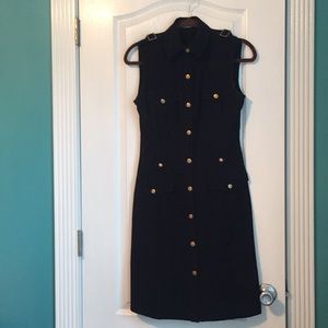 Calvin Klein Black Military Midi Dress Sz 2